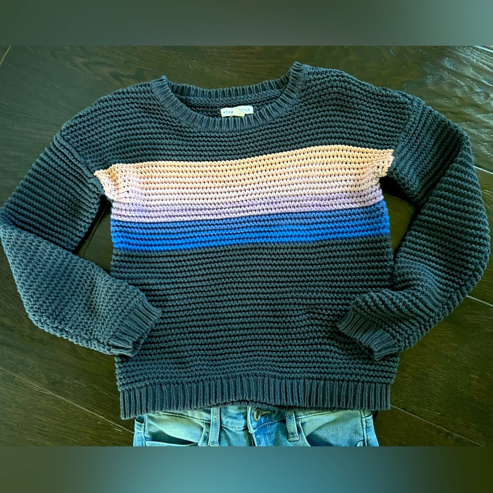 Abercrombie striped cotton crew neck sweater, XS